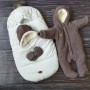 Зимовий комплект на виписку для новонародженого колір коричневий конверт на флісі