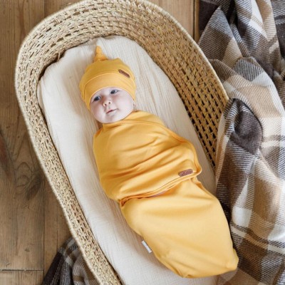 Євро пелюшка на липучках з шапочкою гірчична