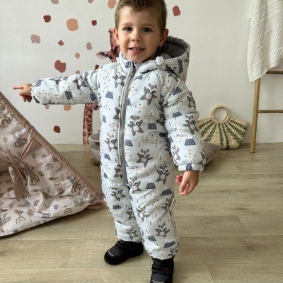 Зимовий комбінезон принт єнот