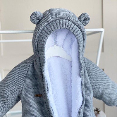 Утепленный комбинезон вязь на махре серый