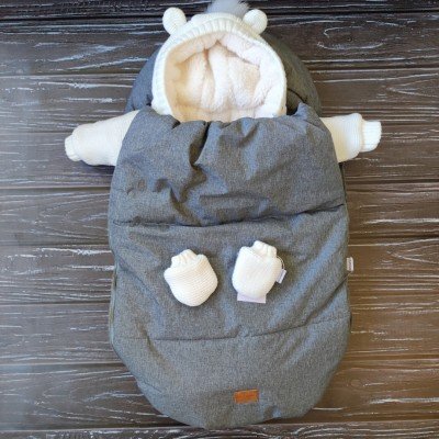 Зимовий комплект на виписку колір молоко конверт сірий