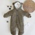 Утепленный комбинезон вязаный на махре коричневый