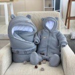 Утеплений комплект в'язаний на махрі сірий нова колекція